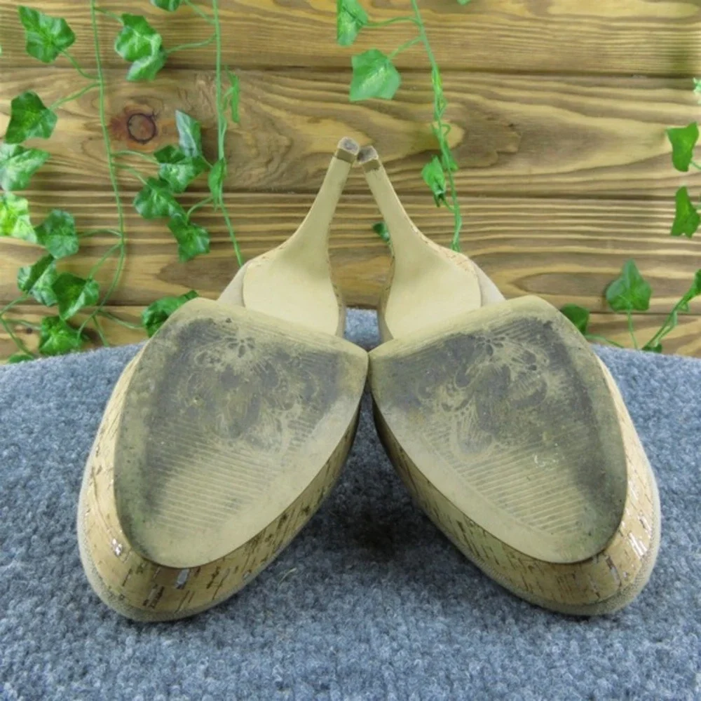 Tahari Sophia‎ Women Platform Heel Shoes Brown Fabric Size 8.5 Medium